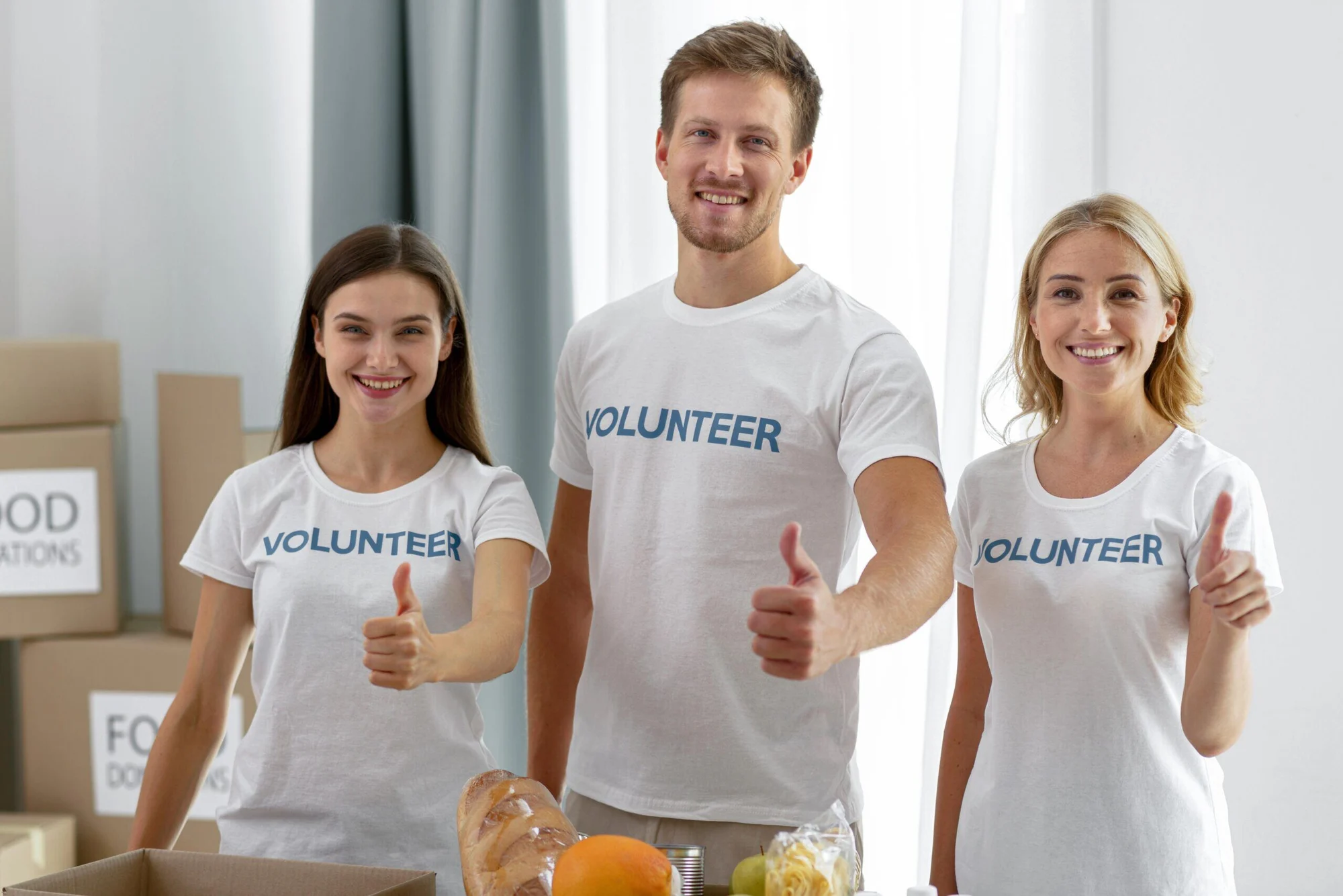 Smiling volunteers